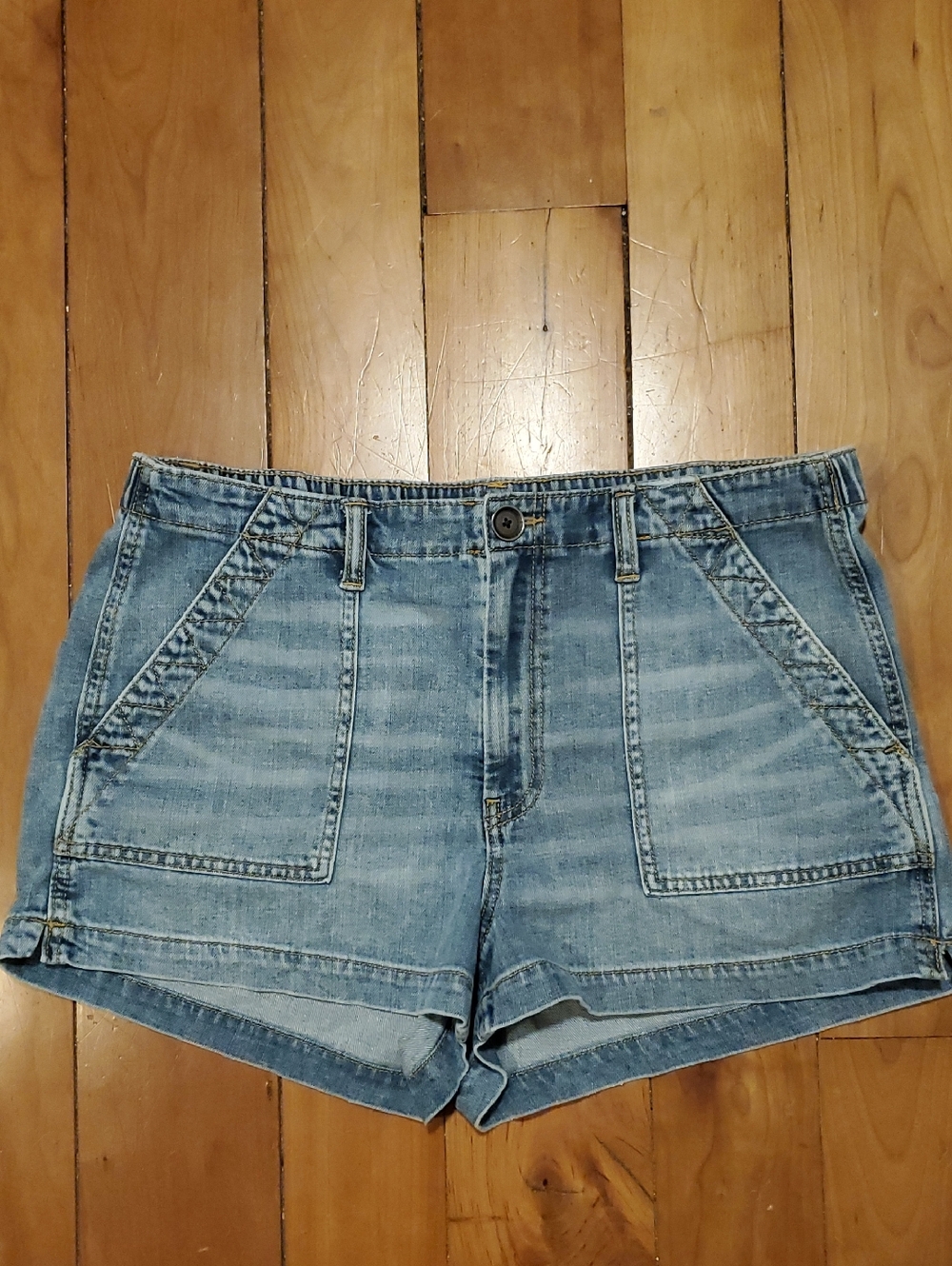 aerie Light Blue Denim Utility Shorts